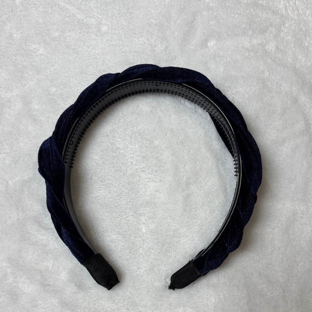 Braided Velvet Headband - Deep Navy
